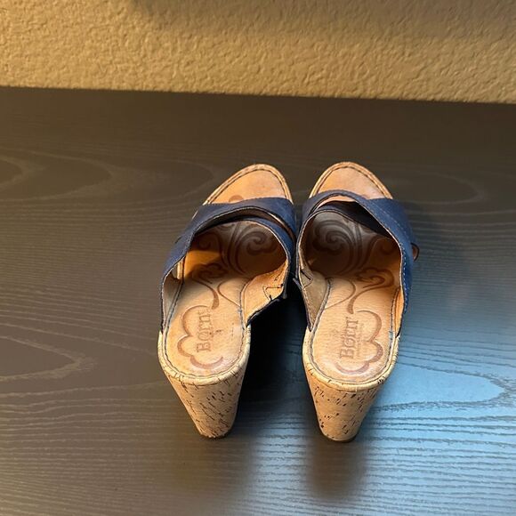 Born Women's Blue Leather Wedge Comfort Sandals Size 6 - Picture 3 of 7